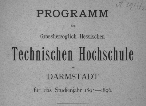 Programm der Grossherzoglichen Technischen Hochschule Darmstadt für das Studienjahr 1895-96, Titelblatt