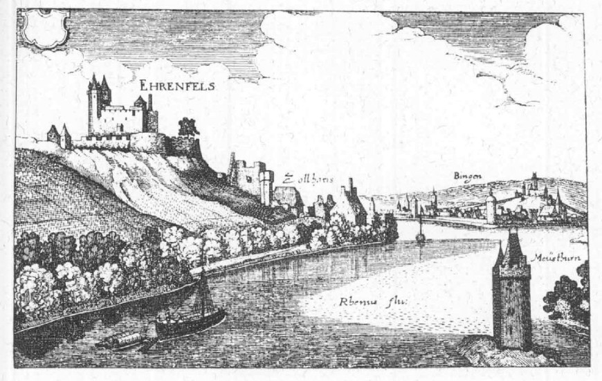 Ehrenfels - Auszug aus der Topographia Hassiae, 1655. Quelle: Scan eines Orginalbuchs durch http://www.digitalis.uni-koeln.de/digitaletexte.html