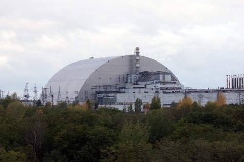 The New Safe Confinement in final position over reactor 4 at Chernobyl Nuclear Power Plant.
